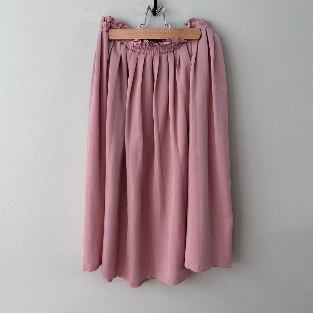 F21 Blush Pink Pleated Knee Length Skirt